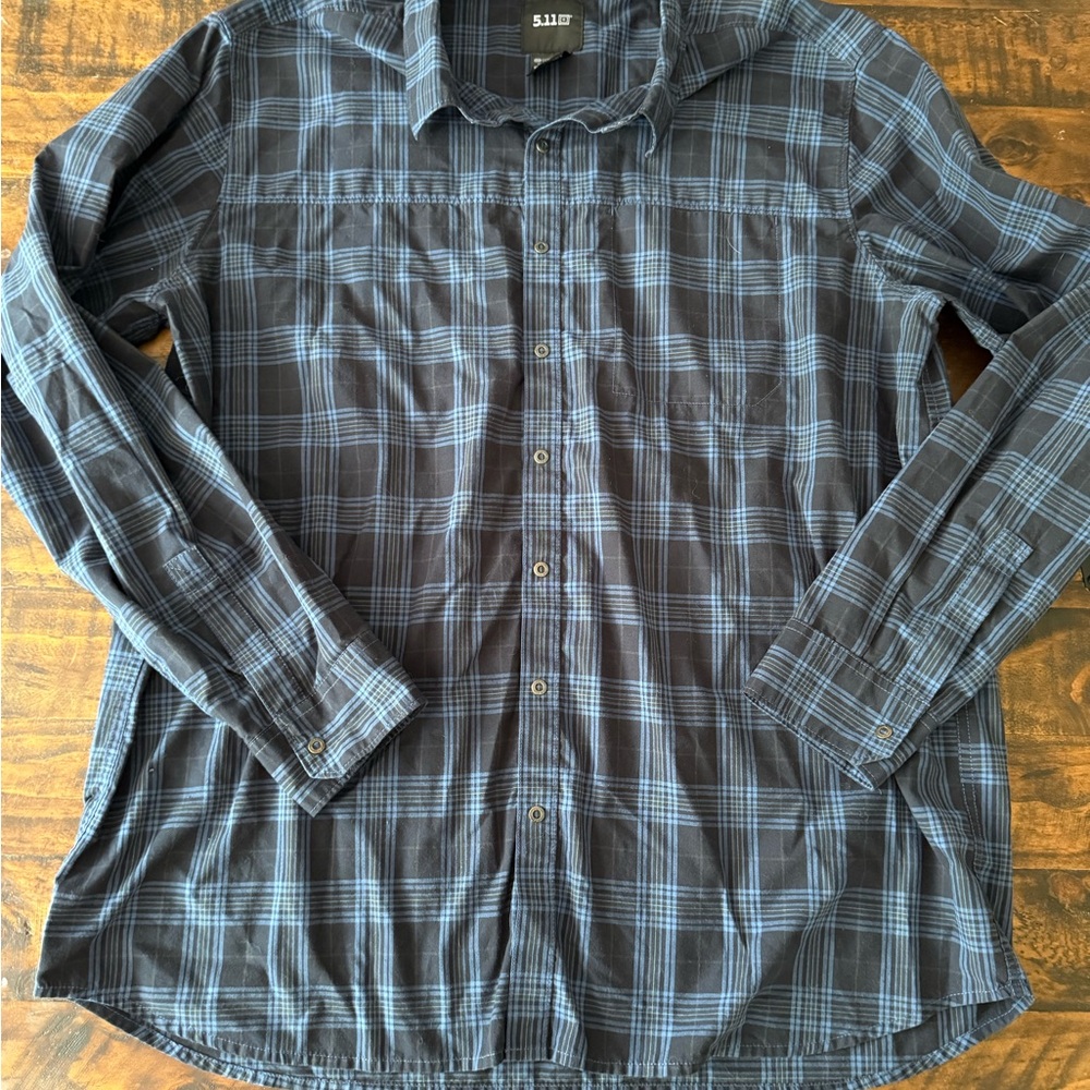 5.11 Tactical Blue Plaid Casual Button Down Shirt